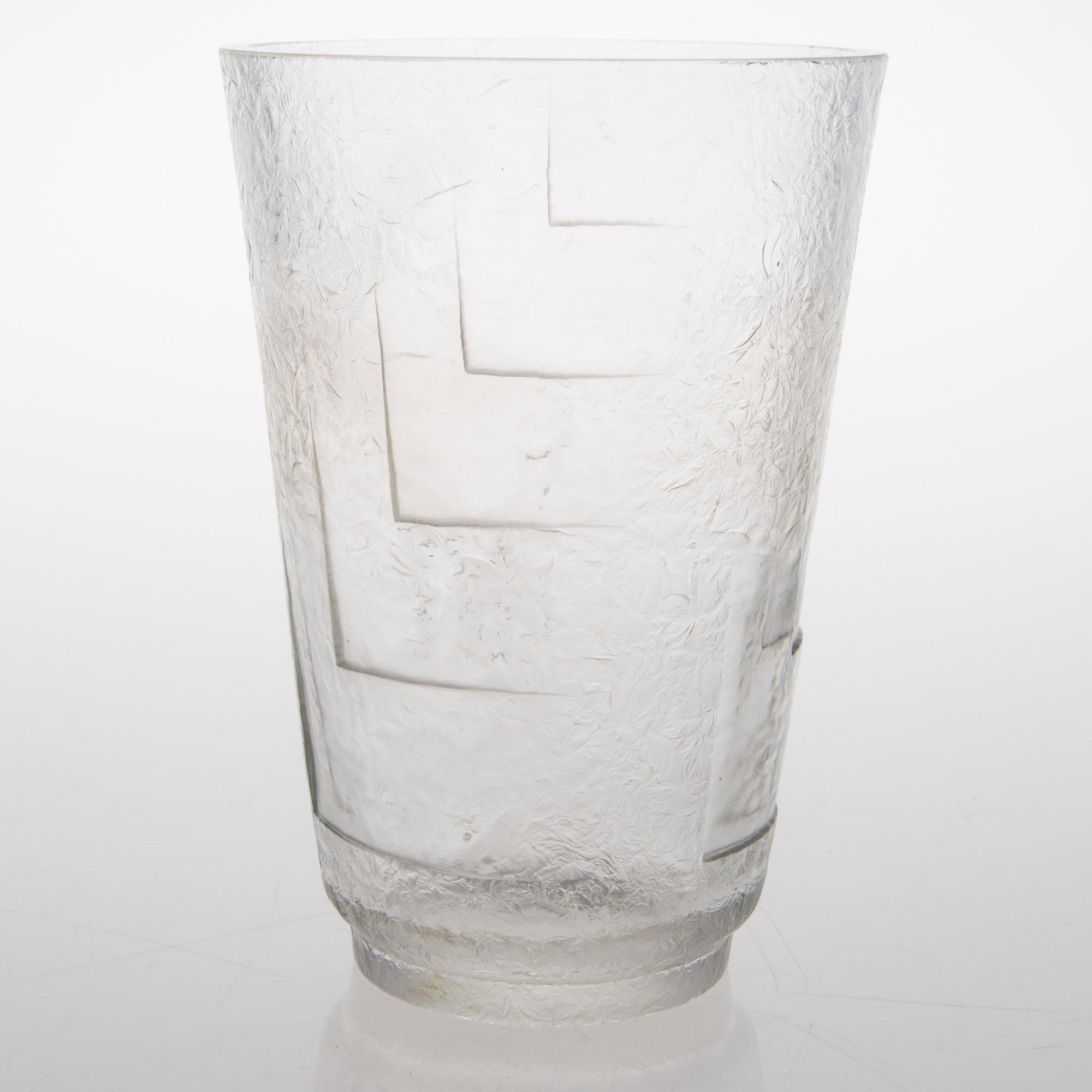 FRANS RANTANEN, maljakko lasia, signeerattu F. Rantanen -38 Karhula.