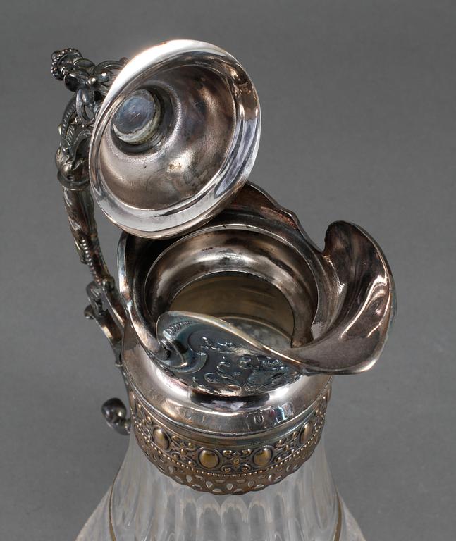 VINKANNA, glas och nysilver, sent 1800-tal.