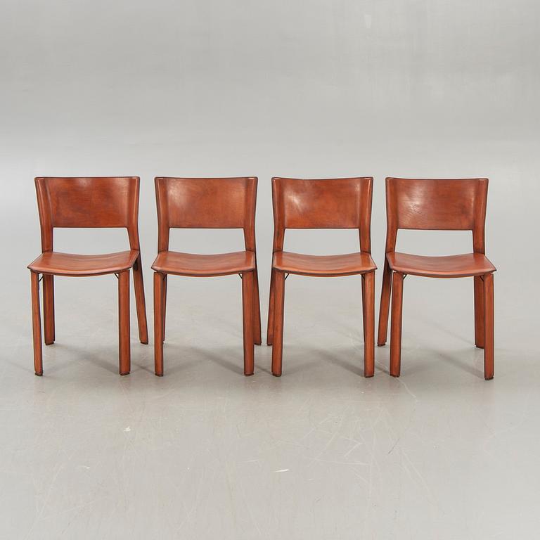 A set of four S-91 chrome and leather chairs from Fasem later part of the 20th century.