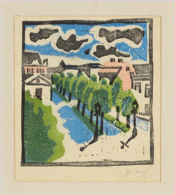 John Jon-And, färgträsnitt, 1915 signerat samt träsnitt, 1915, signerat.