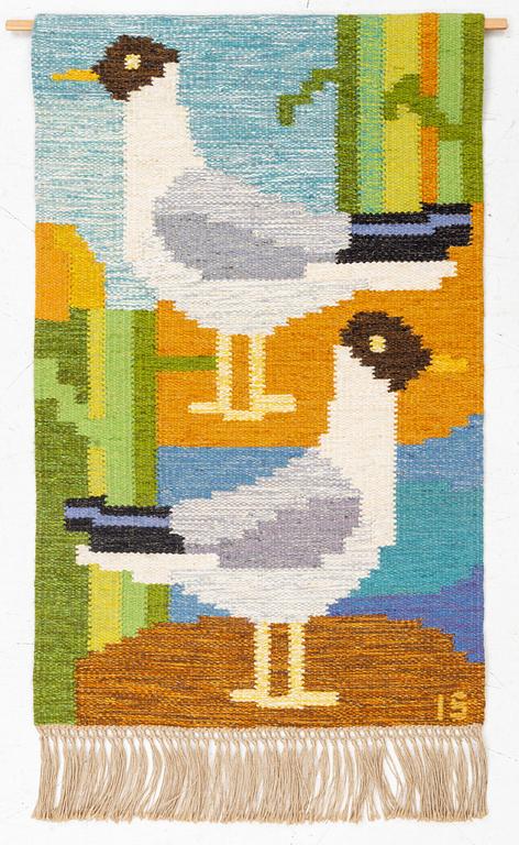 Ingegerd Silow, a flat weave carpet/weave, Axeco, signed IS, ca. 90 x 56 cm.