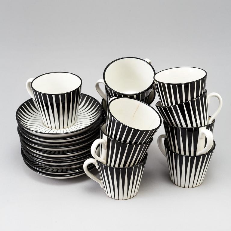 EUGEN TROST, kaffeservis, 10 (12) delar, flintgods, "Zebra", Upsala-Ekeby Gefle, 1955-67.