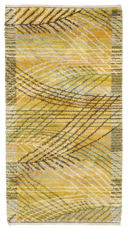 Barbro Nilsson, A CARPET, "Marina, gul", knotted pile, ca 242,5 x 126,5 cm, signed AB MMF BN.