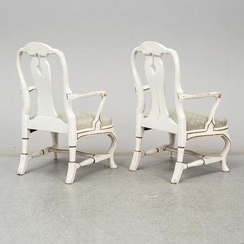 A pair of rococo armchairs, mid 18th century.