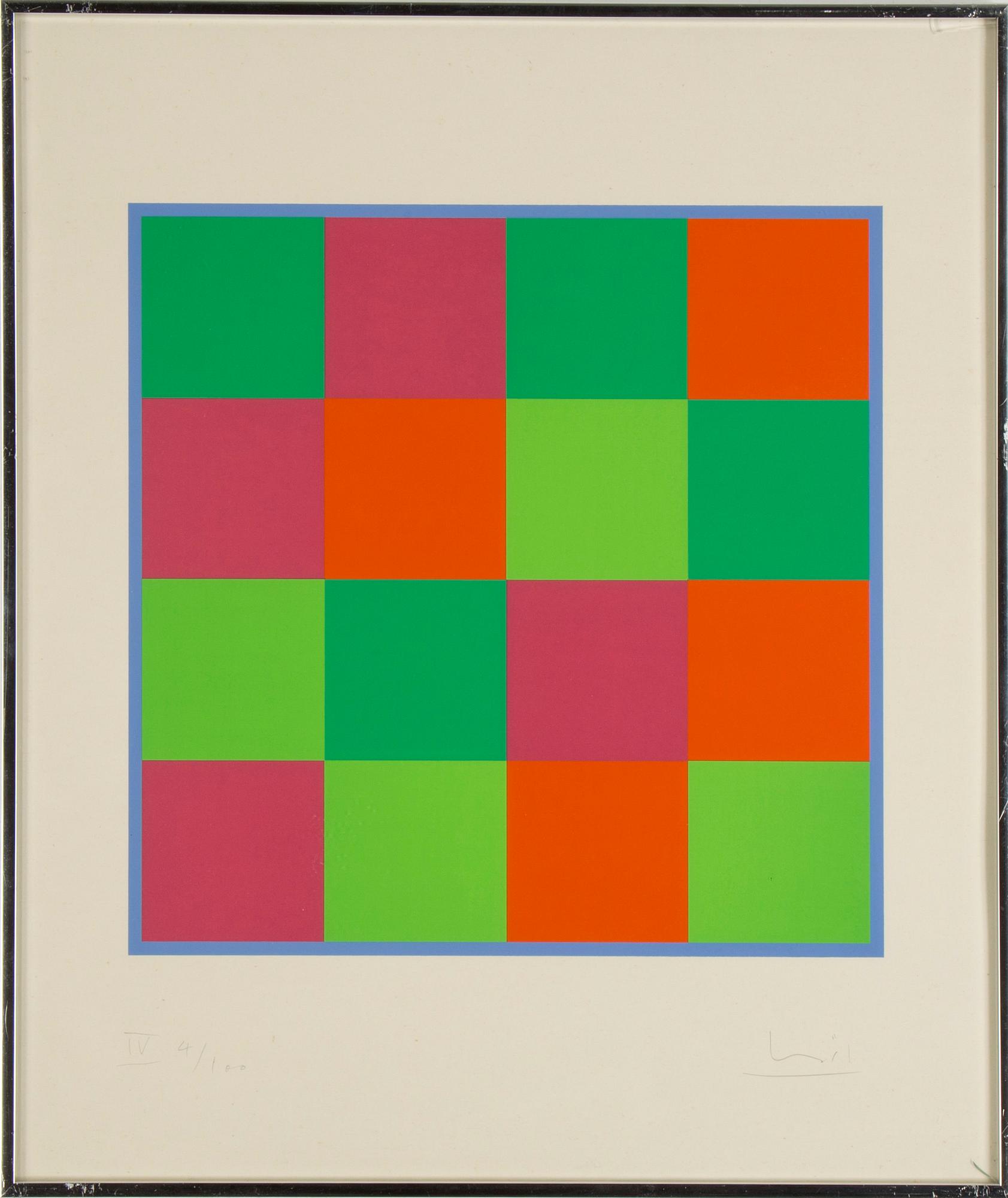 MAX BILL, 5 serigrafier + ramad beskrivning, signerade, numrerade 4/100.