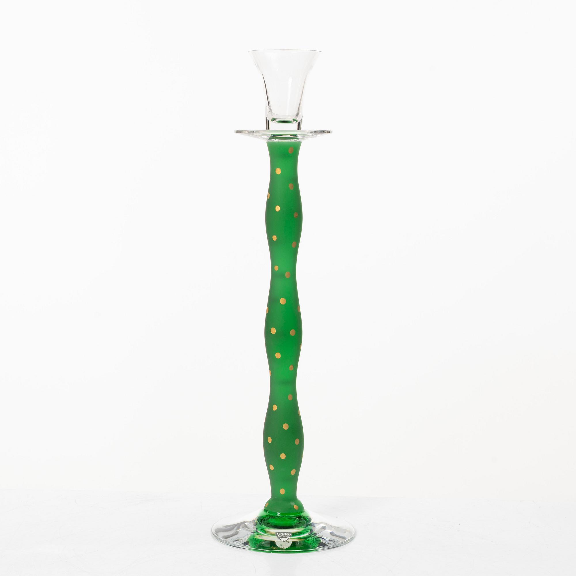 Anne Nilsson, A pair of "Celeste" glass candle holders, Orrefors.