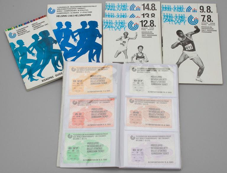 YLEISURHEILUN MM-KILPAILUT, keräilyesineitä, Helsinki 7.-14.8.1983.