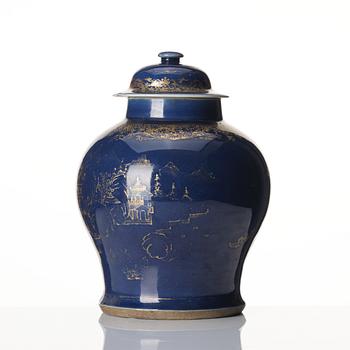 A 'powder blue' jar with cover, Qing dynasty, Qianlong (1736-95).