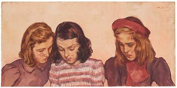 509. Lotte Laserstein, Three reading girls.