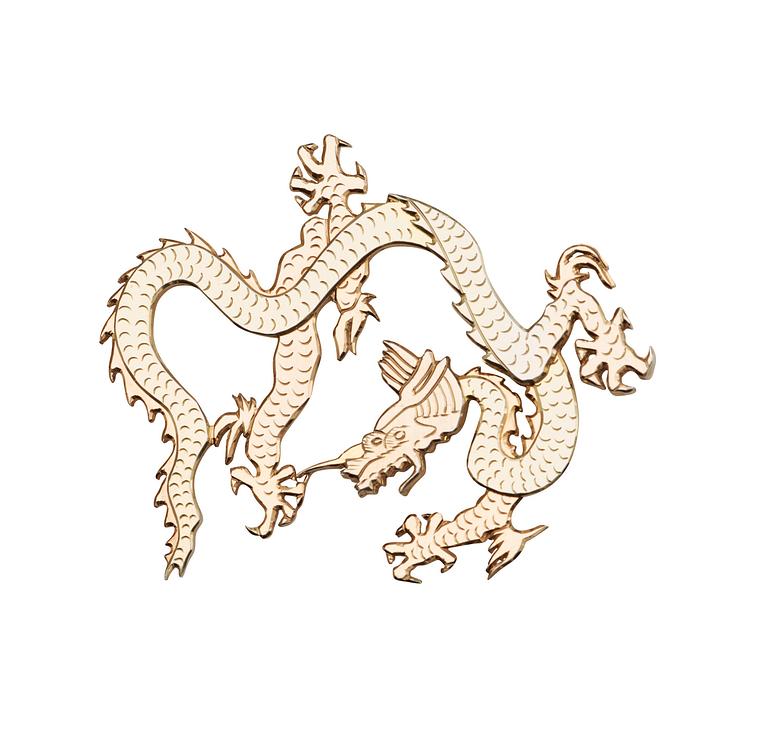 A Wiwen Nilsson sterling brooch of a dragon, Lund 1956.