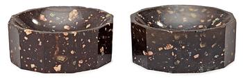 738. A pair of Swedish Empire 19th century porphyry salts.