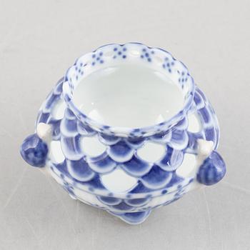 A 'Blue Fluted Full Lace' /'Musselmalet' small porcelain vase, Royal Copenhagen, model 495, 1893-1900.