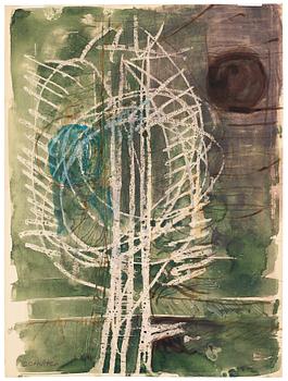 CO Hultén, mixed media on paper, signed and executed 1946.