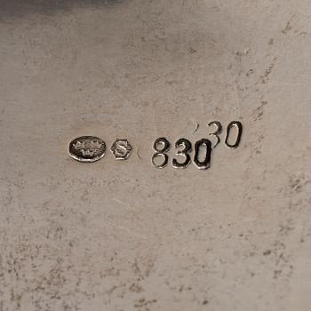 A rococo-style 20th century silver cream-jug and sugar-box, Swedish import marks.