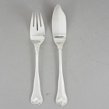 FISKBESTICK, 12 delar, silver, Cohr, Danmark, omkr 1900-talets mitt. Tot vikt ca 745 gram.