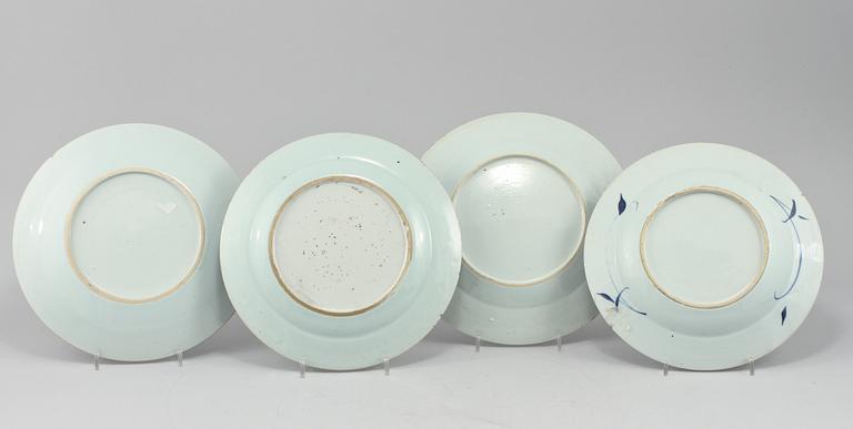 TALLRIKAR, 4 st, porslin, Kina, 1700/1800-tal.