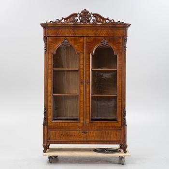 A mahogany veneered vitrine cabinet, mid 19t Century.