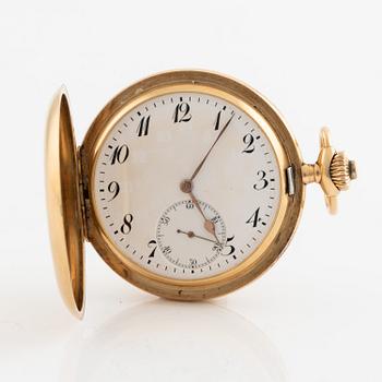 Alex Hüning, pocket watch, 18K gold, hunter, 51 mm.