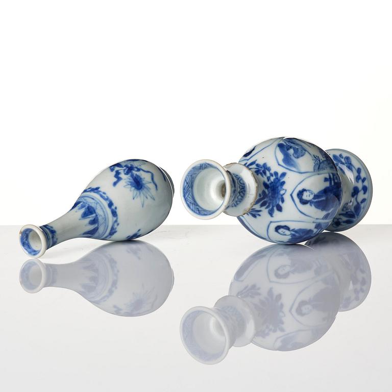 A group of four blue and white miniatures, Qing dynasty, Kangxi (1662-1722).