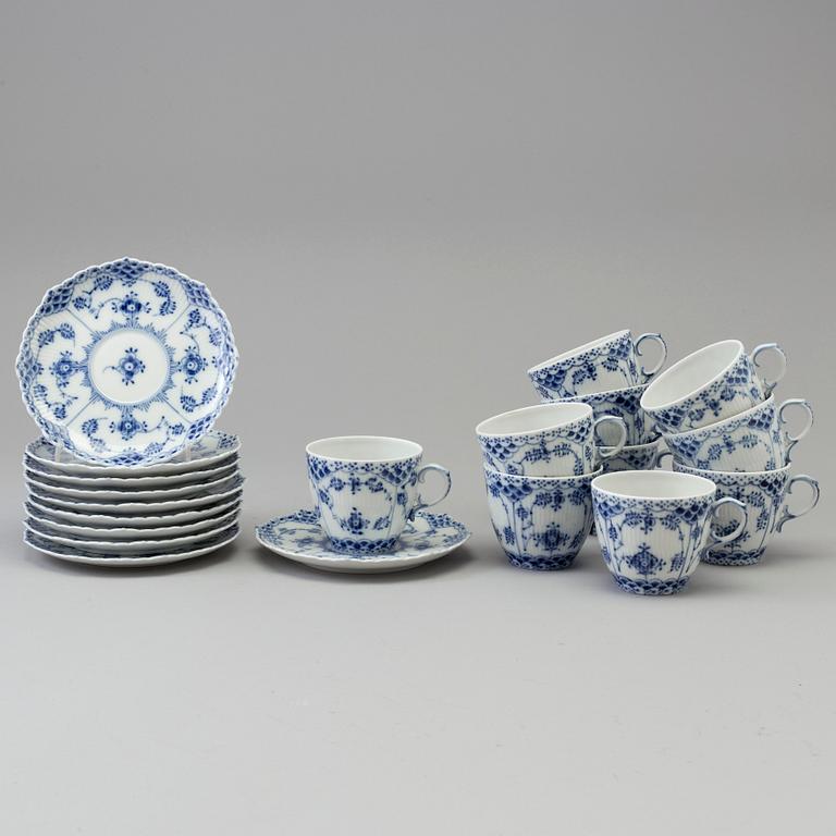 10 coffee cups and saucers from Royal Copenhagen, Denmark.