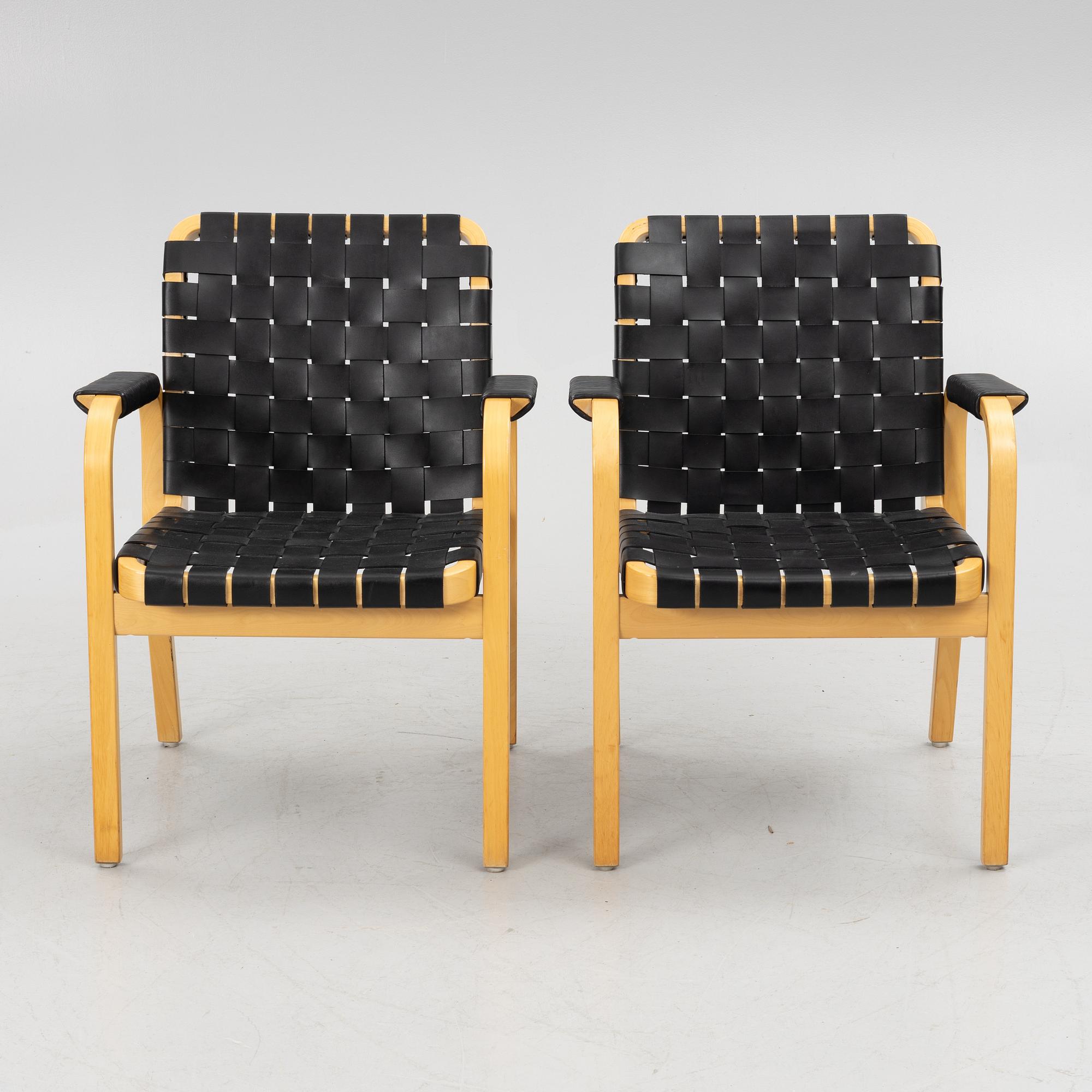 Alvar Aalto, armchairs, a pair, model 45, Artek, late 20th century.