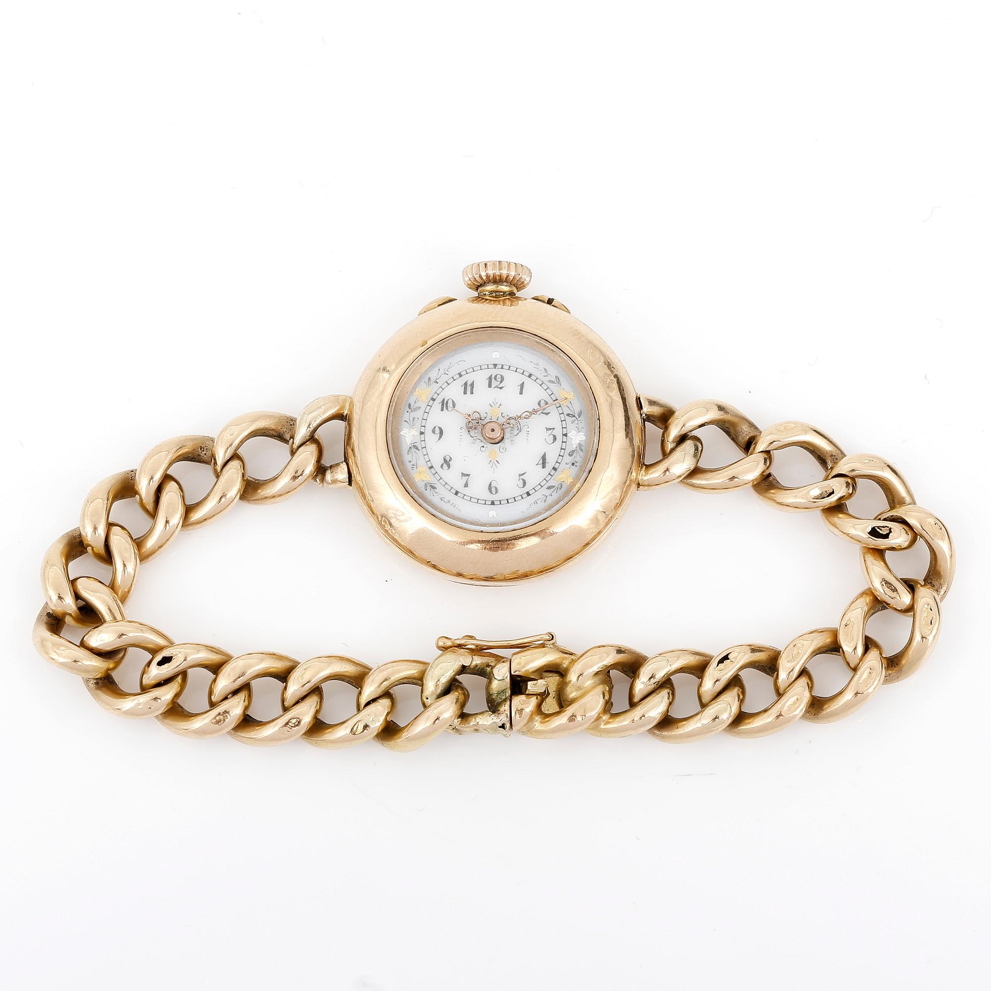 ARMBANDSUR, dam, 14K och 18K guld, troligen sent 1800-tal.