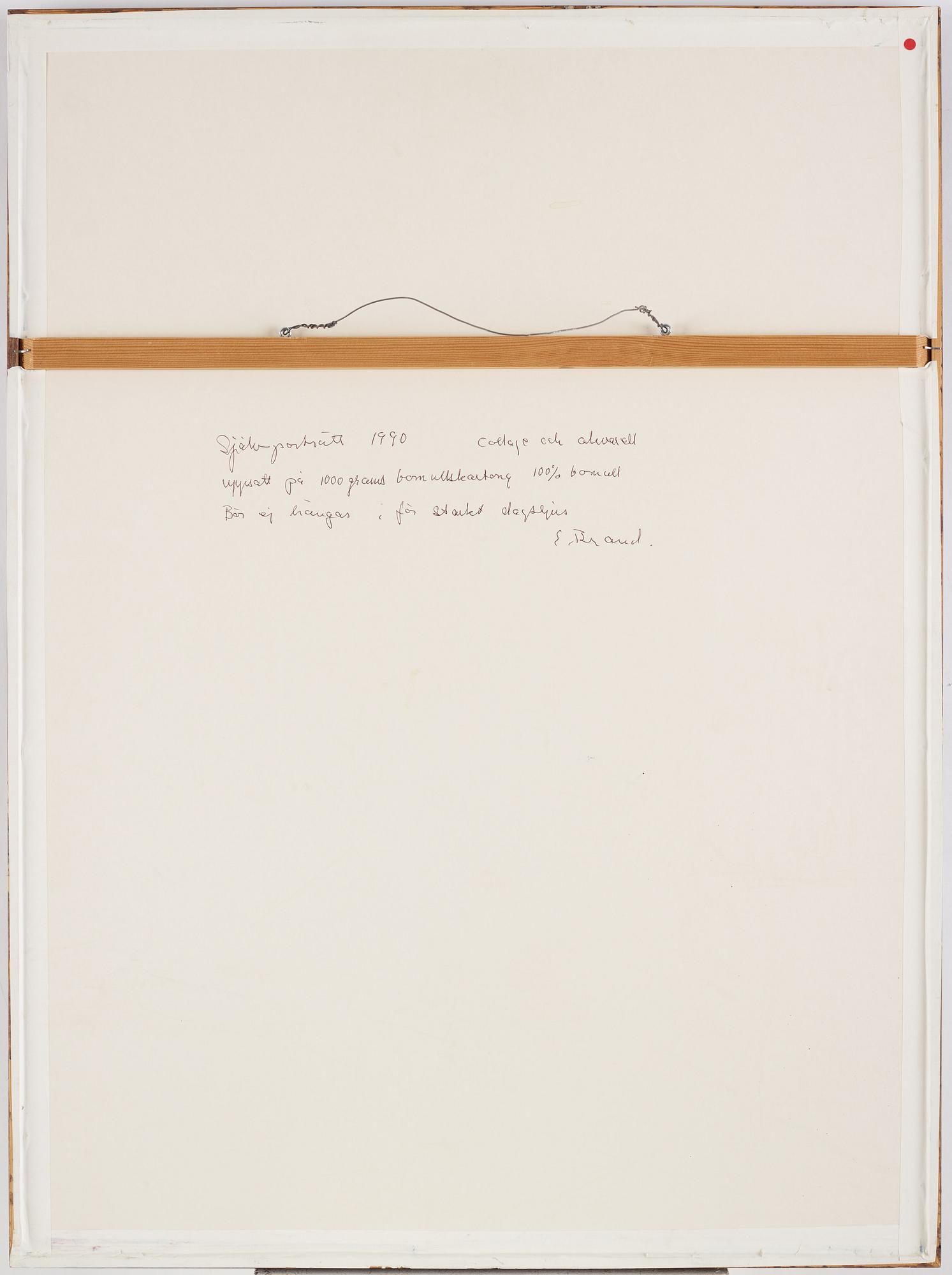 ERLAND BRAND, collage and watercolor, signed and dated 1990.