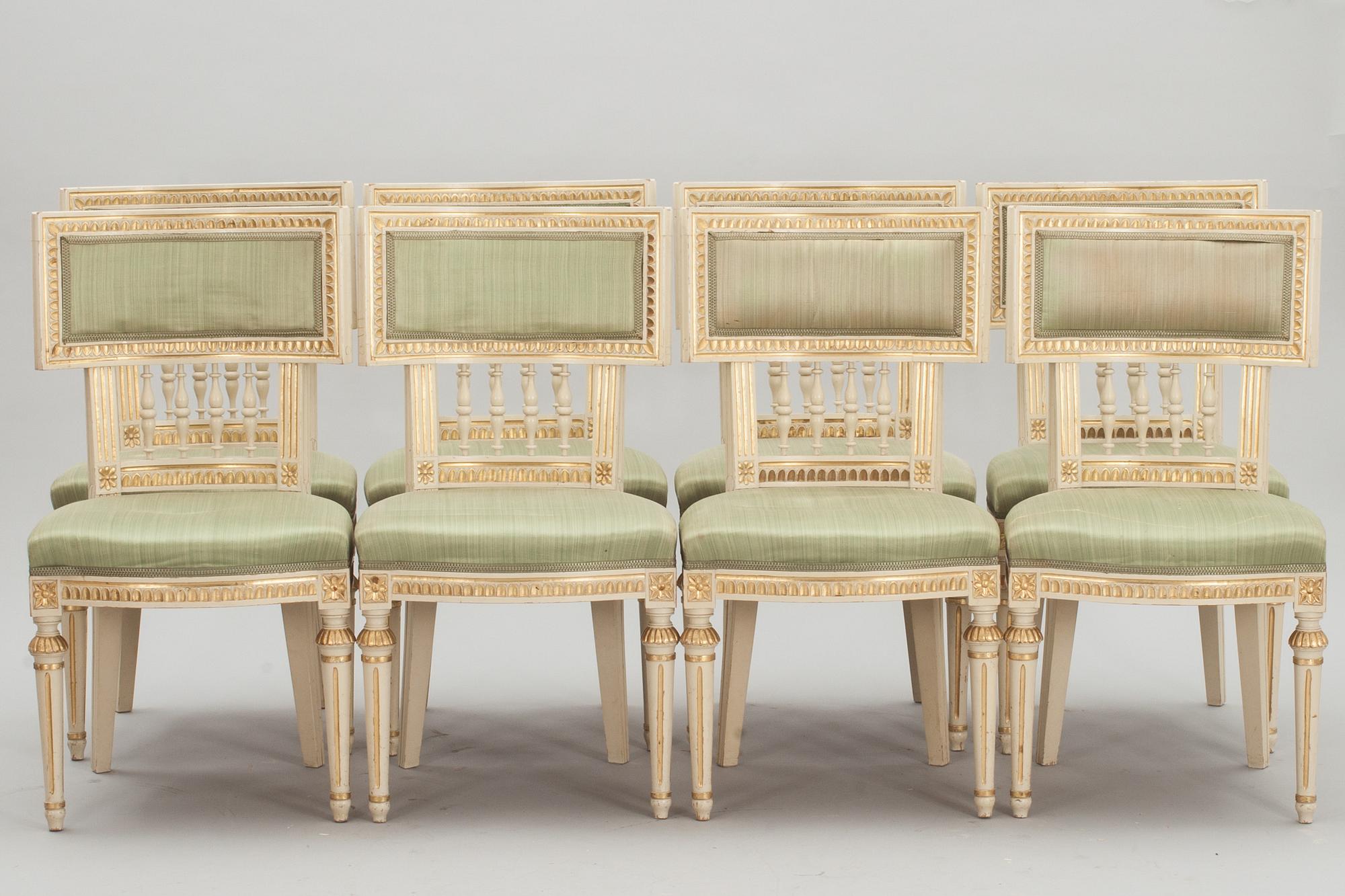 STOLAR, 4+8 st. 4 Sengustavianska, 8 stilkopior. Lindome, 1800-talets början. 3 sign IAS.