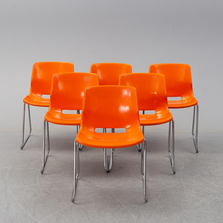 SVANTE SCHÖBLOM, stolar, 6 st, "Clipper", Overman, 1970-tal.