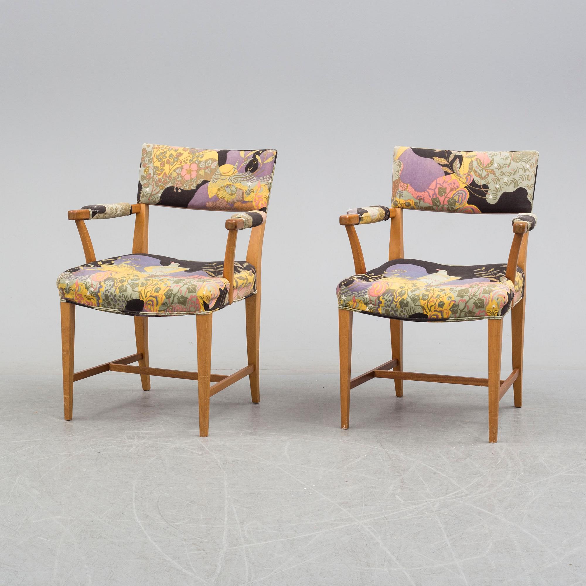 JOSEF FRANK, karmstolar, ett par, Firma Svenskt Tenn, modell 695.