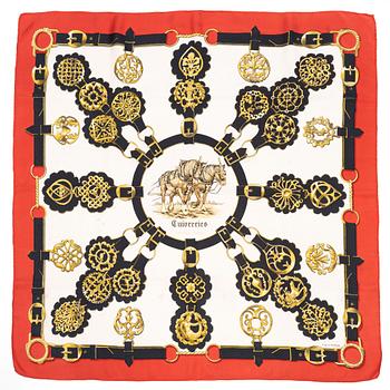 Hermès, two silk scarves,  'Cuivreries' and 'Les Merveilles de la Vapeur'.