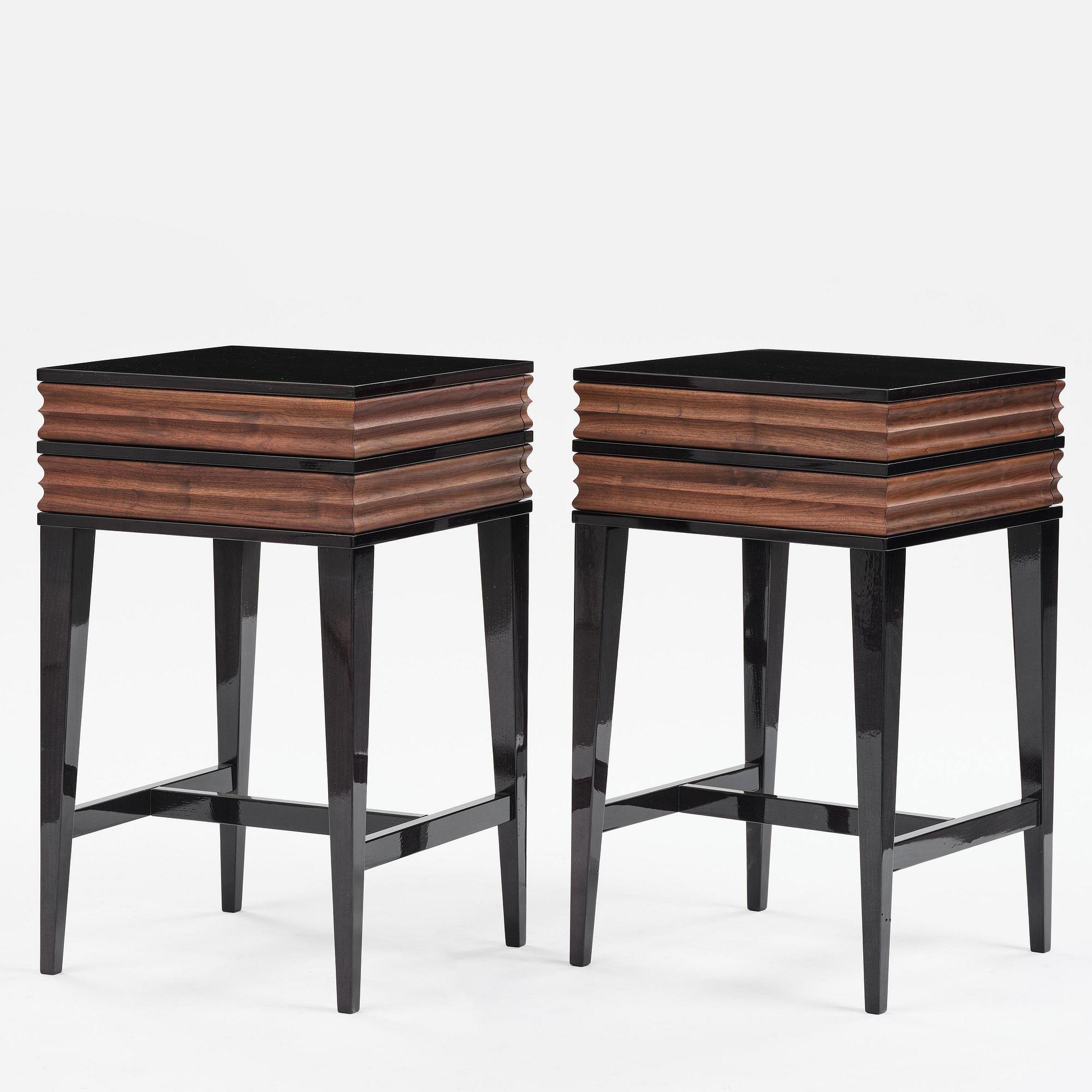 Attila Suta, a pair of bedside tables, executed in his own studio, Stockholm, 2025.