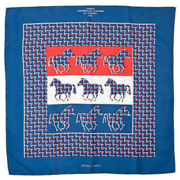 856. HERMÈS, scarf, "Poneys Championnat D'Europe le Touquet 1978".