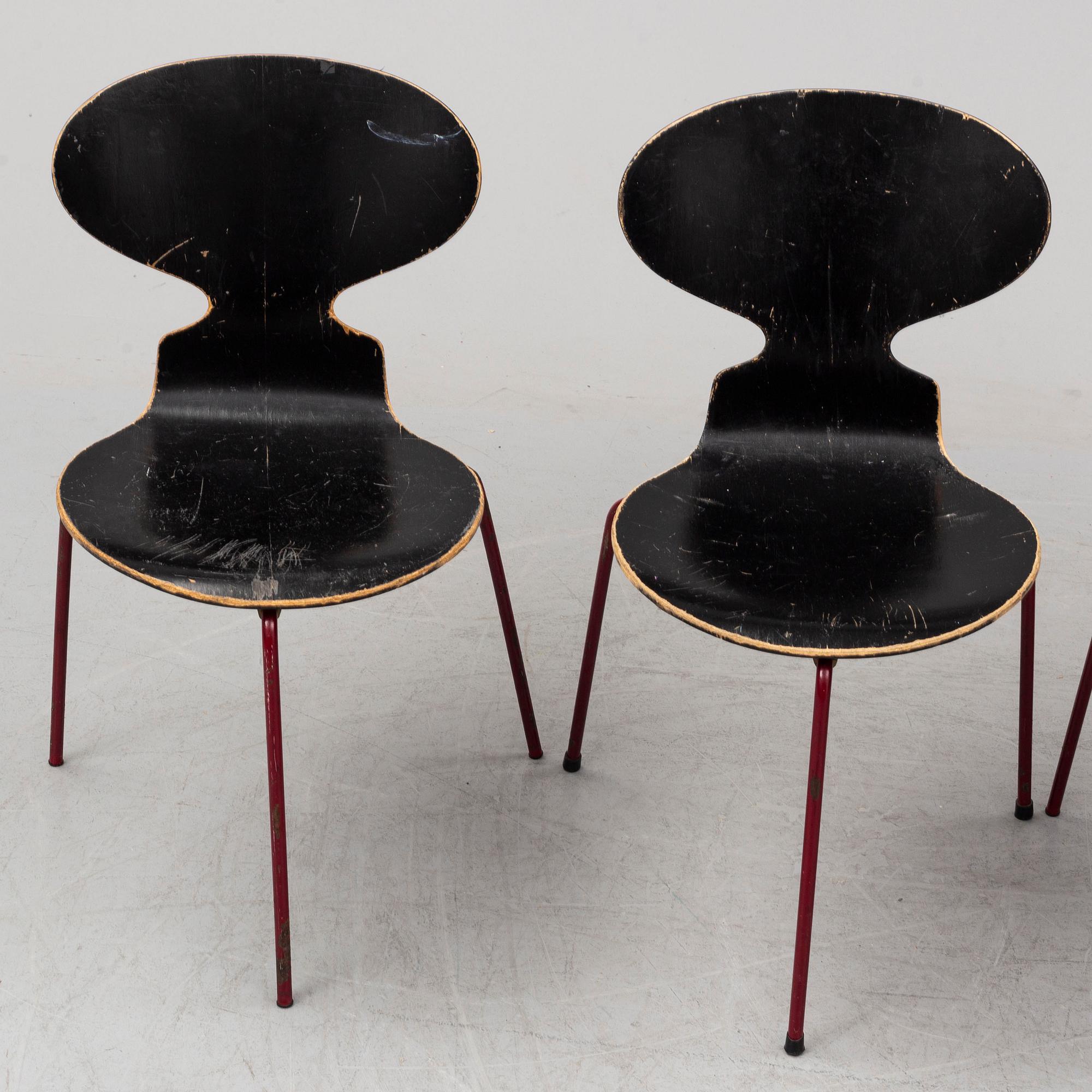 ARNE JACOBSEN, stolar, 4 st, "Myran".
