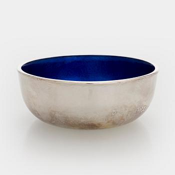 A set of three sterling silver and enamel bowls, maker's mark of A. Tillander, Turku 2005.