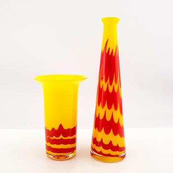 Berit Johansson, vases 2 pcs Signed and dated Sjöhyttan 1997.