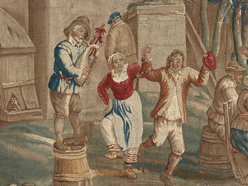 TAPESTRY, tapestry weave. Flemish "Kermess". 345,5  x 332,5 cm. Flanders, probably Brussels, around 1700.