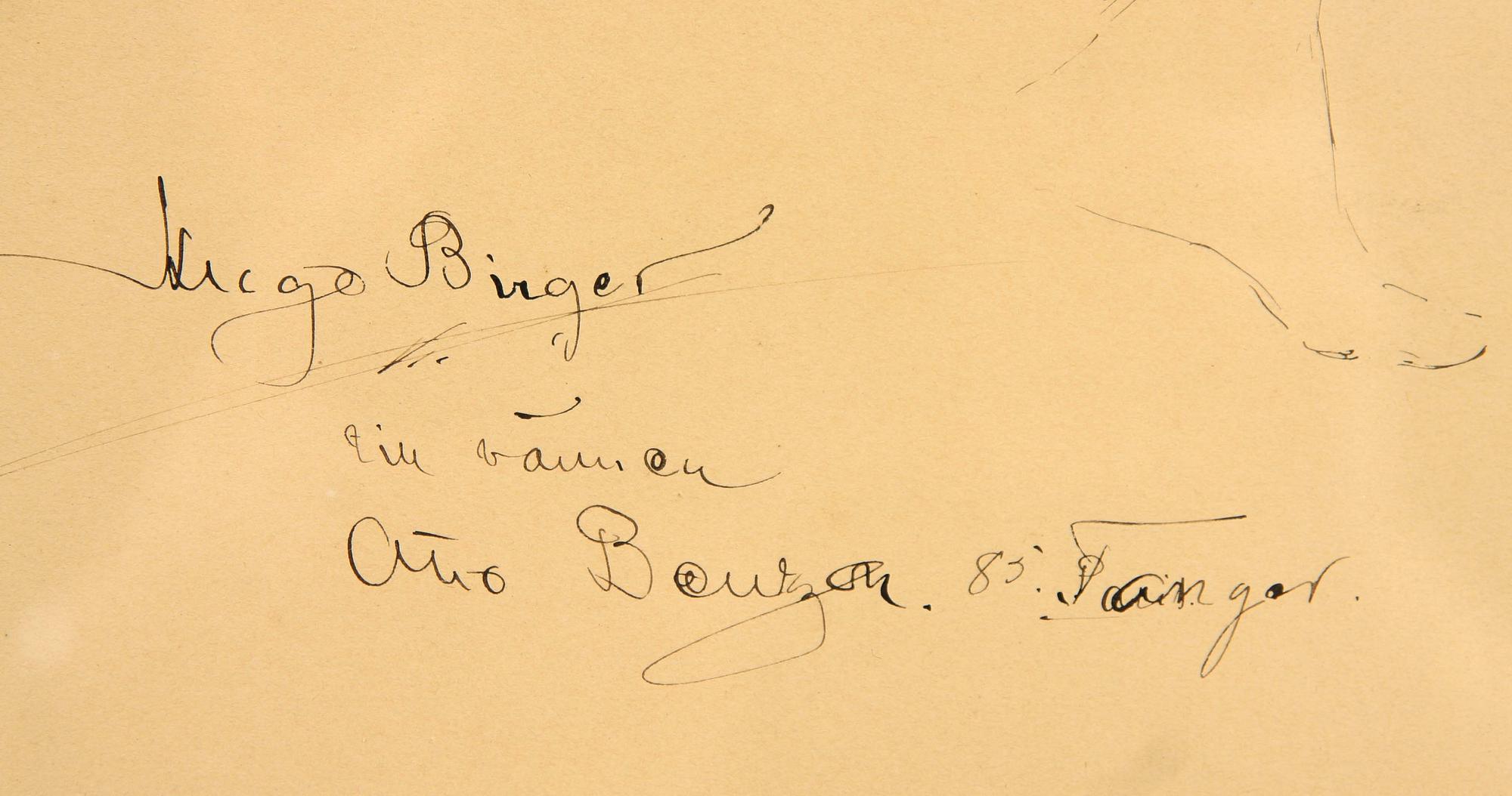 HUGO BIRGER, teckning. Sign Tanger 85.