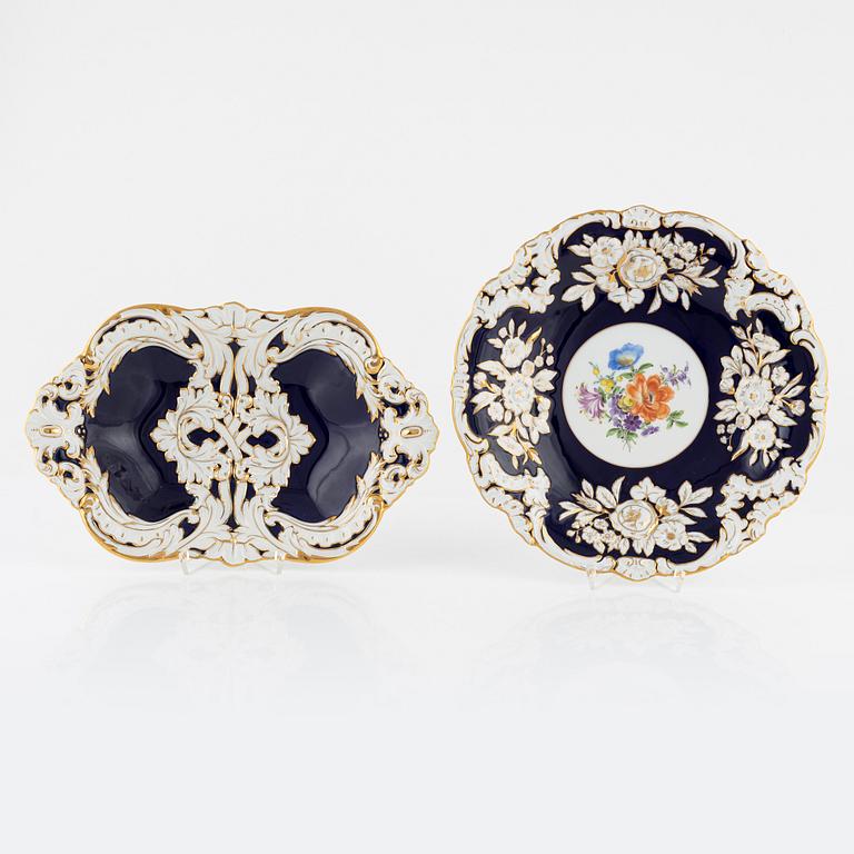 Meissen, fat, 2 st, porslin, 1900-talets mitt.