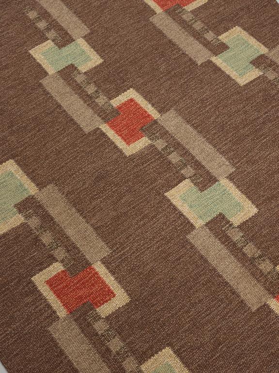 CARPET. Flat weave. 203,5 x 139,5 cm. Signed B Grahn.