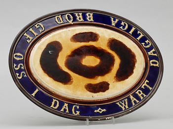 BRÖDFAT, majolika, Gustafsberg 1893.