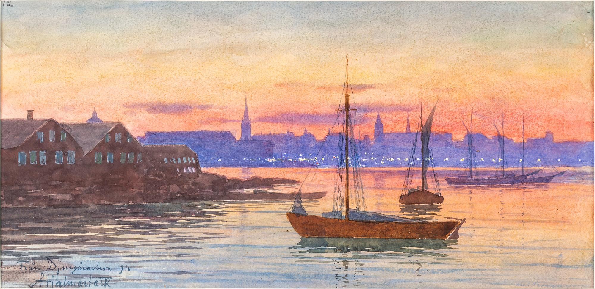 HJALMAR FALK, watercolour, signed and dated 1916.