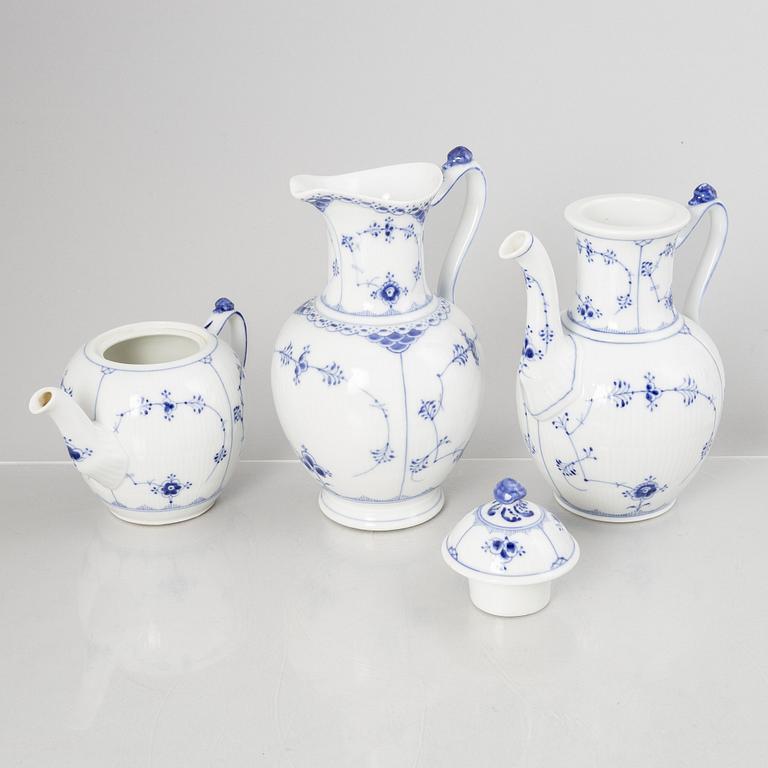 Service pieces, 13 pcs, porcelain, "Blue Fluted", Royal Copenhagen, Denmark.