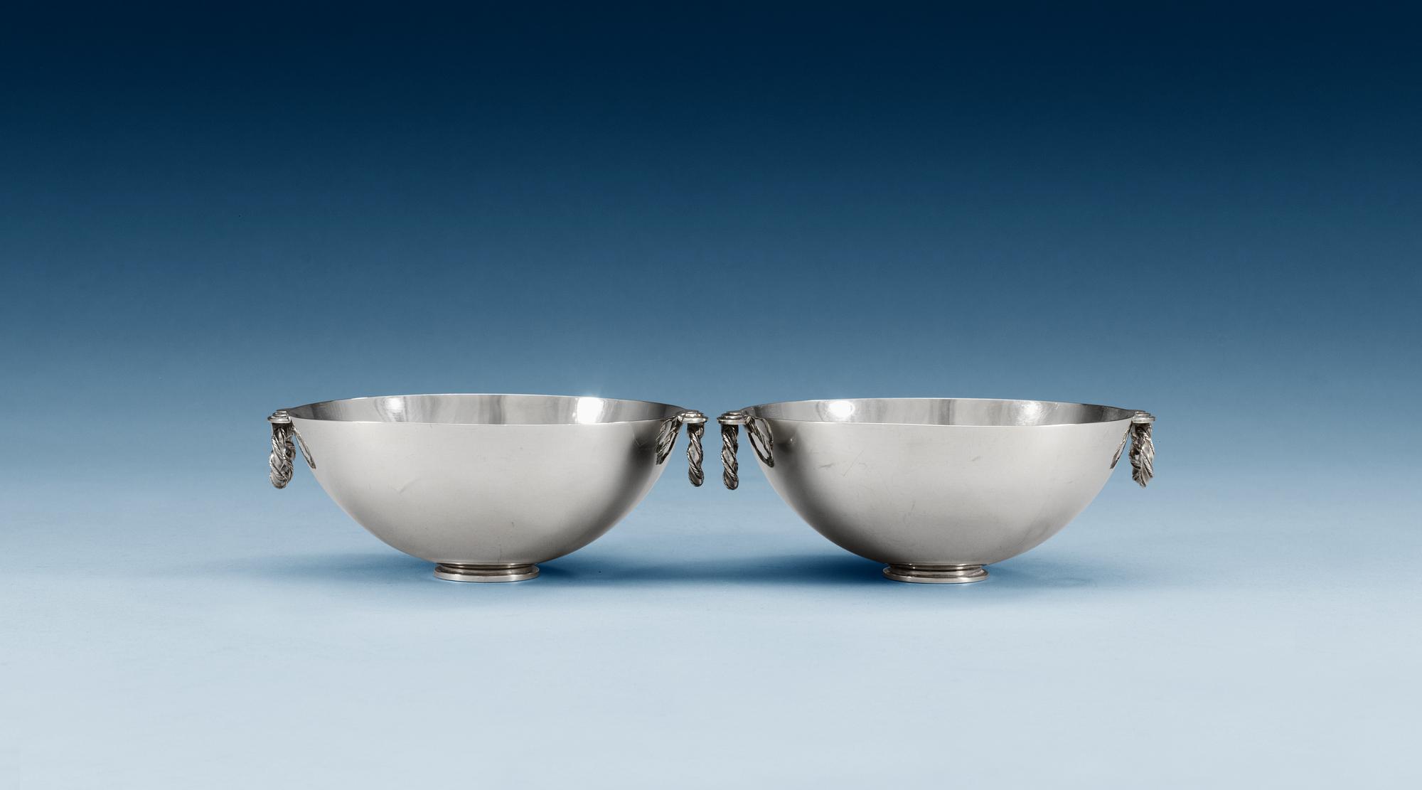 A pair of Atelier Borgila sterling bowls, Stockholm 1945.