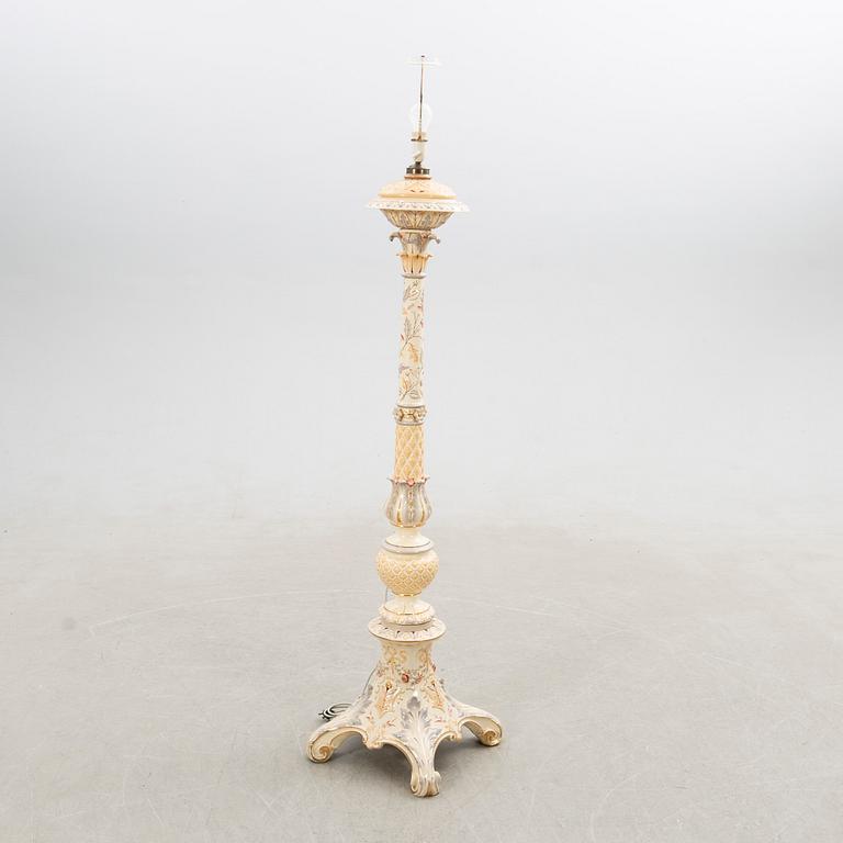 Golvlampa/Fotogenlampa Nyrenässans Rörstrand sent 1800-tal.