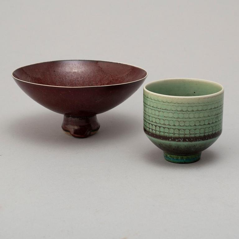 BERNDT FRIBERG, two stoneware bowls from Gustavsberg studio, signed.