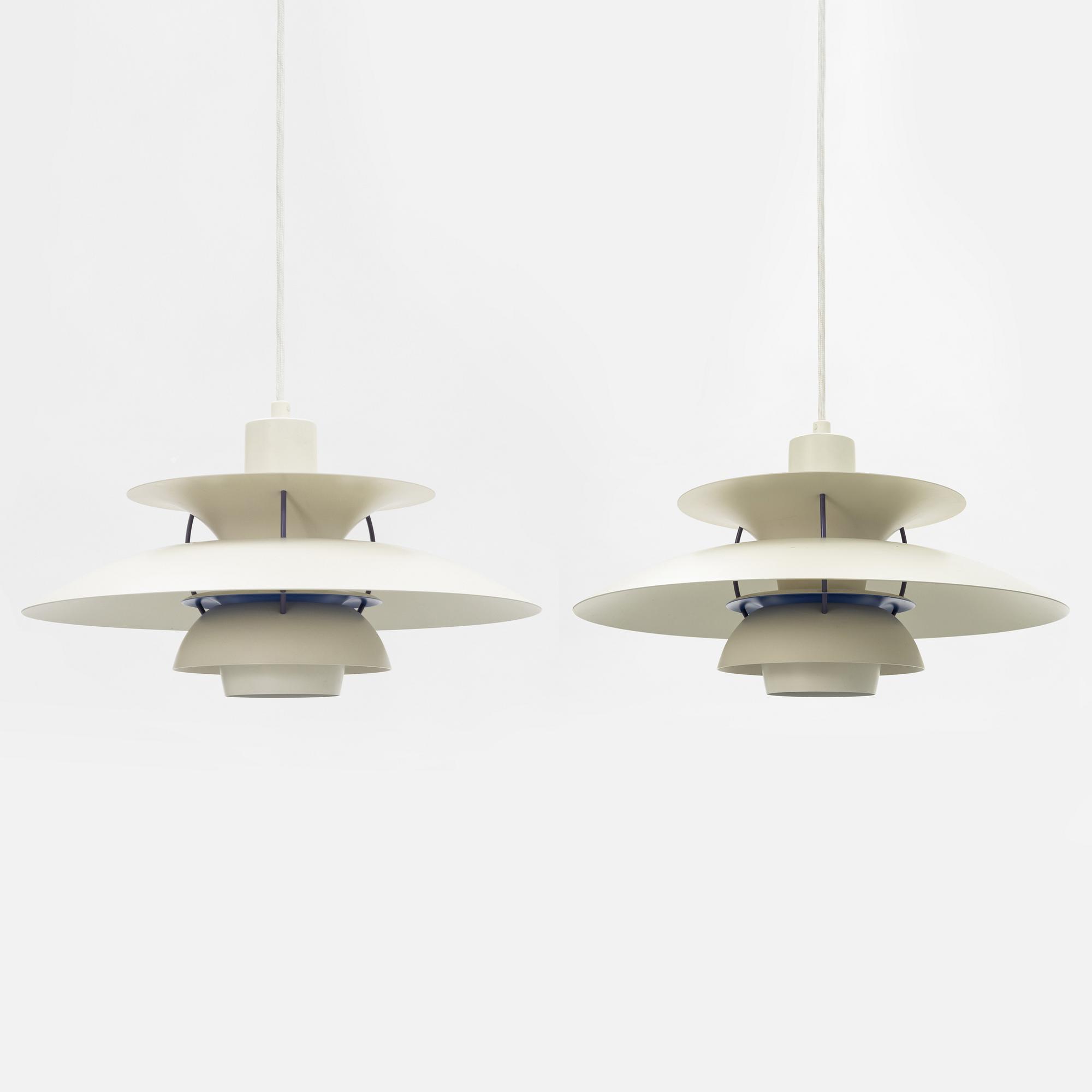 Poul Henningsen, taklampor, ett par, "PH-5", Louis Poulsen, Danmark.