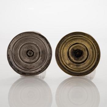 Peter Andreas Möller, Champagnestrutar, 2 st. snarlika, silver och förgyllt silver, S:t Petersburg, 1834 och 1837.