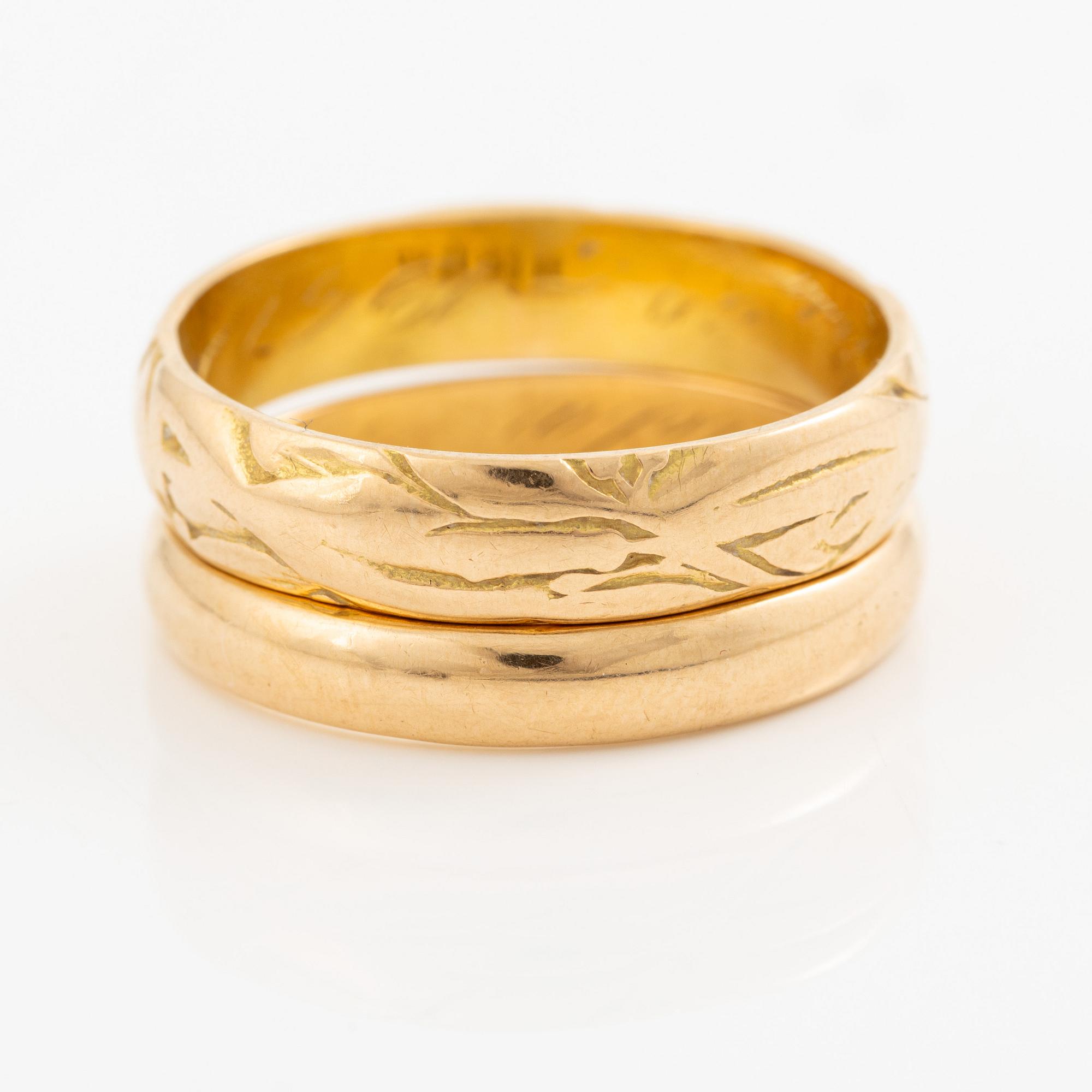 Rings, 2 pieces, 18K gold.