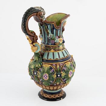 Wilhelm Schiller & Sons, a majolica pitcher, late 19th century.
